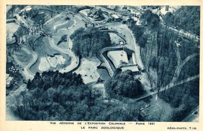 Vue aérienne de l'Exposition Coloniale - Le Parc Zoologique - Paris 1931